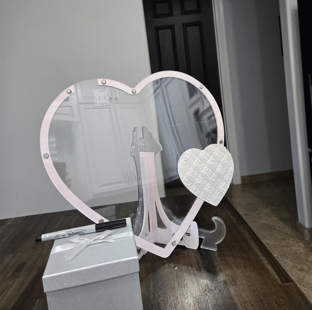 Large Heart-Shaped Pink and Pearl Guest Sign In